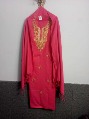 Mem ji creations Wool Embroidered Salwar Suit Material