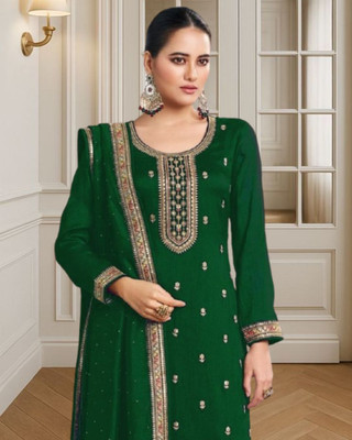 Dealbazaars Corporation Silk Blend Embroidered, Embellished, Self Design Salwar Suit Material
