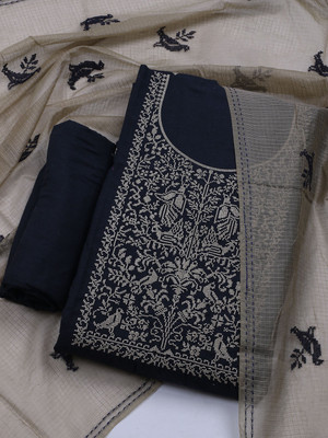 Meena Bazaar Cotton Blend Embroidered Salwar Suit Material
