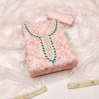 HERE&NOW Cotton Blend Printed Salwar Suit Material