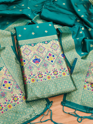 ETHANIC VILLA Silk Blend Self Design Salwar Suit Material