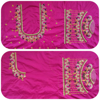 aai k Silk Blend Embroidered Blouse Material
