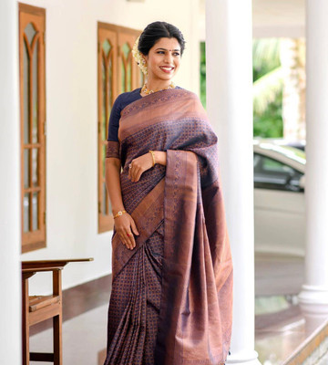 GATISHVAM TEXTILE Self Design Banarasi Art Silk Saree(Purple)