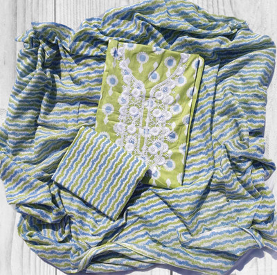 FAB JUNCTION Pure Cotton Embroidered, Printed Salwar Suit Material