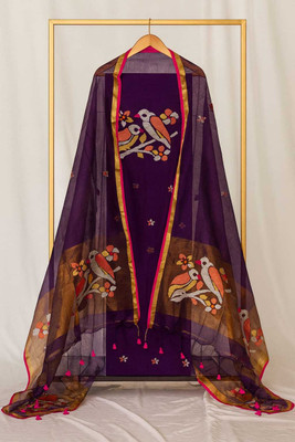 Uniquefashion Muslin Embroidered, Self Design Kurta & Churidar Material