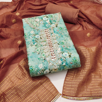 ShopGlobal Cotton Silk Embellished Salwar Suit Material