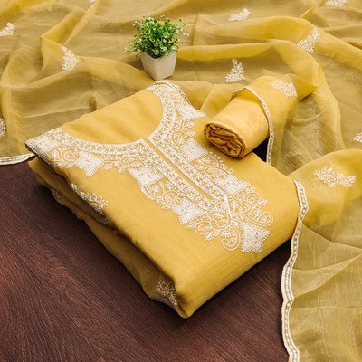 PandadiSaree Chanderi Embroidered Salwar Suit Material