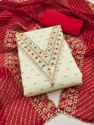 SARVOPAR Chanderi Embroidered Salwar Suit Material