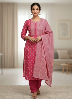 UB Design Pure Cotton Self Design Kurta with Jacket & Bottom Material