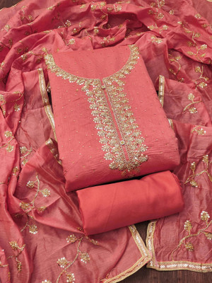Heenari Chanderi Embroidered Salwar Suit Material