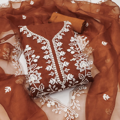 Shadow & Saining Organza Embellished Salwar Suit Material