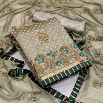 DnVeens Silk Blend Self Design Salwar Suit Material