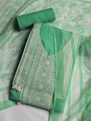 Meena Bazaar Cotton Blend Embroidered Salwar Suit Material