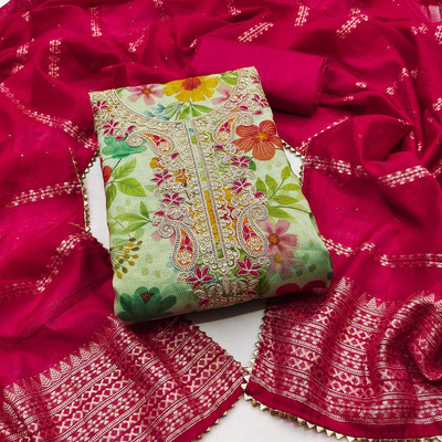 PANZORA Silk Blend Floral Print Salwar Suit Material
