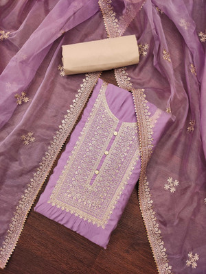 Kimisha Silk Blend Embroidered Salwar Suit Material