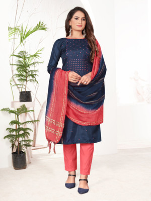 Kimisha Silk Blend Embroidered Salwar Suit Material