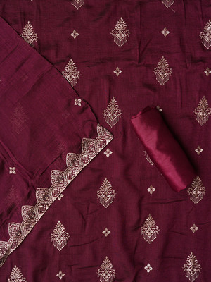 Jaipur Kurti Silk Blend Embroidered Salwar Suit Material