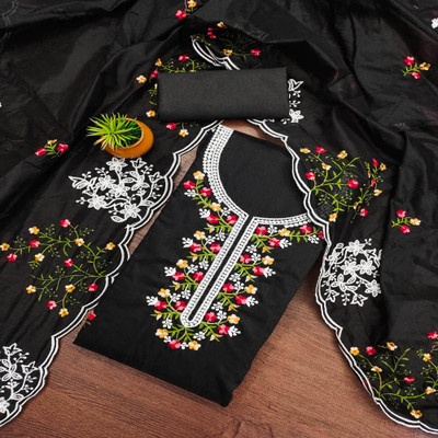 Peachmode Chanderi Embroidered Salwar Suit Material