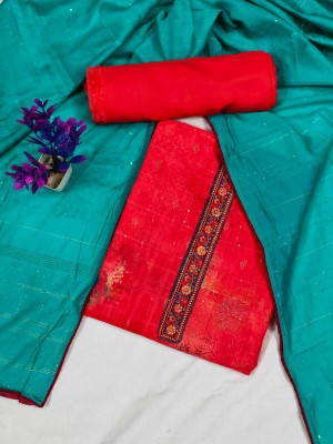 AAKARSHAN SAREES Cotton Silk Floral Print Kurta & Palazzo Material