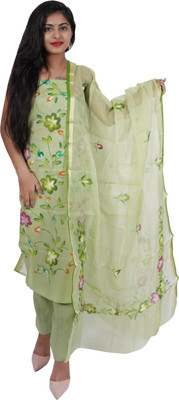 Amaze Ent. Cotton Silk Floral Print Kurta & Palazzo Material