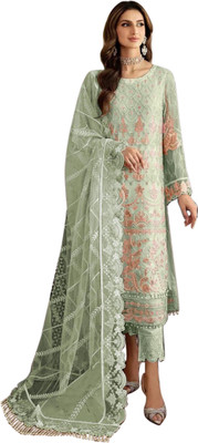 LAZORIFASHION Georgette Embroidered Salwar Suit Material