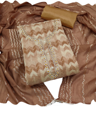 Samah Polycotton Embroidered, Embellished, Printed Salwar Suit Material