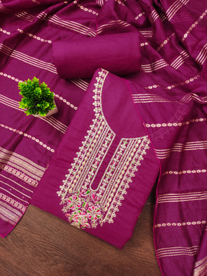 Fasdest Cotton Silk Embroidered Salwar Suit Material
