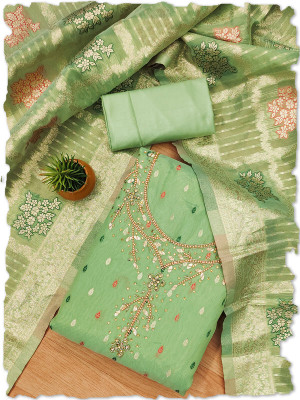 Leeza Store Organza Self Design Salwar Suit Material