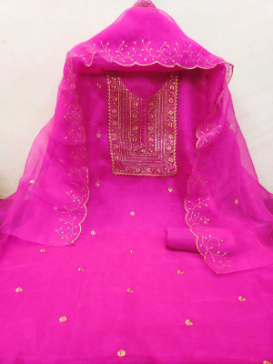 JAKHITARA Organza Embroidered Salwar Suit Material