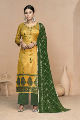 HERE&NOW Jacquard Embellished Salwar Suit Material