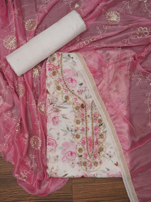 Jaipur Kurti Cotton Blend Embellished Salwar Suit Material