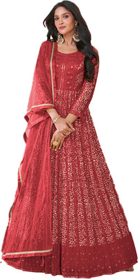 TEELFAB Georgette Embroidered Salwar Suit Material