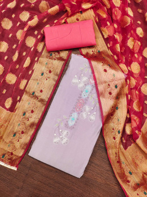 Blissta Silk Blend Embroidered Salwar Suit Material