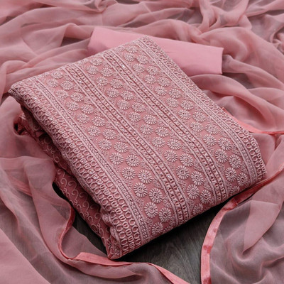 MAHAKAL TEXTILE Georgette Embroidered Salwar Suit Material