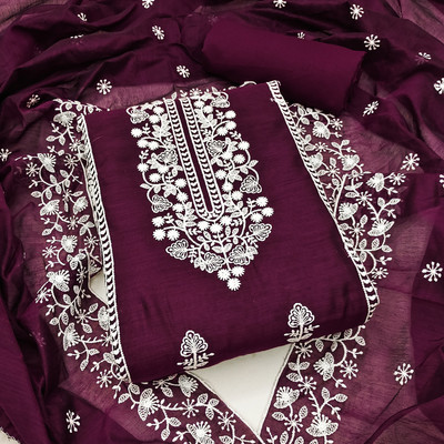Nayanthara Trends Chanderi Embroidered Salwar Suit Material