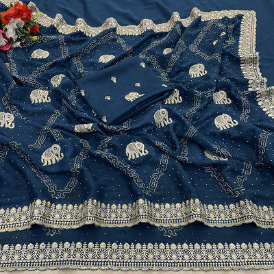 Mikhu Shop Georgette Embroidered Blouse Material