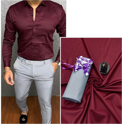 YANA CREATION Cotton Blend Solid Shirt & Trouser Fabric
