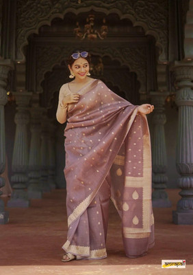 MIRMAN Woven Kanjivaram Pure Cotton Saree(Brown)