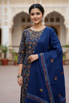 RIDDHI Pure Cotton Embroidered Salwar Suit Material
