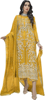 Uday art Net/Lace Embroidered Salwar Suit Material