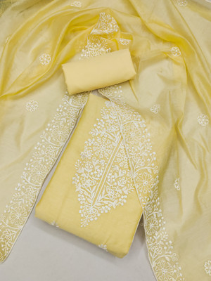 PandadiSaree Art Silk Embroidered Salwar Suit Material