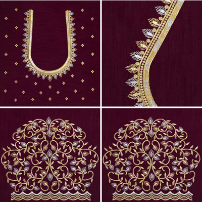 RAJVILASH Pure Silk Embroidered Blouse Material