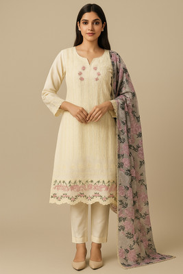 RangeRiwaj Pure Cotton Embroidered, Embellished Salwar Suit Material