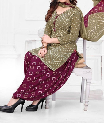 HK ETHNICSTORE Crepe Printed Kurta & Patiyala Material