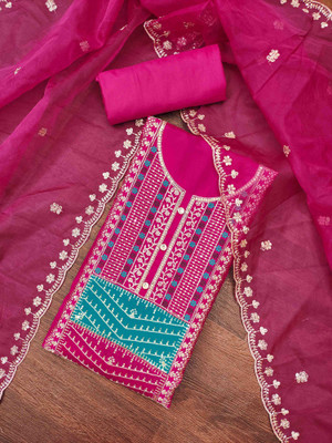 Divastri Cotton Blend Embroidered Salwar Suit Material