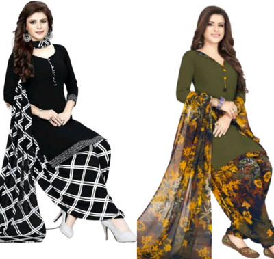HK ETHNICSTORE Crepe Printed Kurta & Patiyala Material