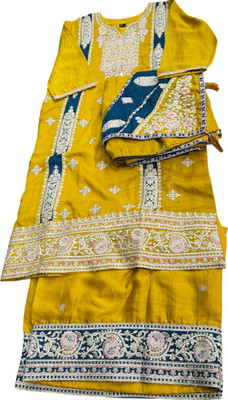 NS Garmentss Art Silk Self Design Kurta & Palazzo Material
