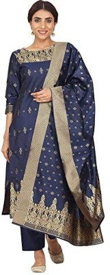 magicthreads Silk Blend Embellished, Floral Print Salwar Suit Material