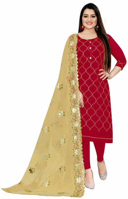 HouseOfCommon Chanderi Embroidered Salwar Suit Material