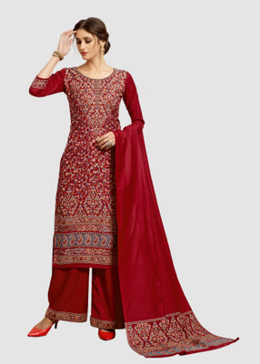 Afsa Acrylic Blend Self Design Kurta & Palazzo Material